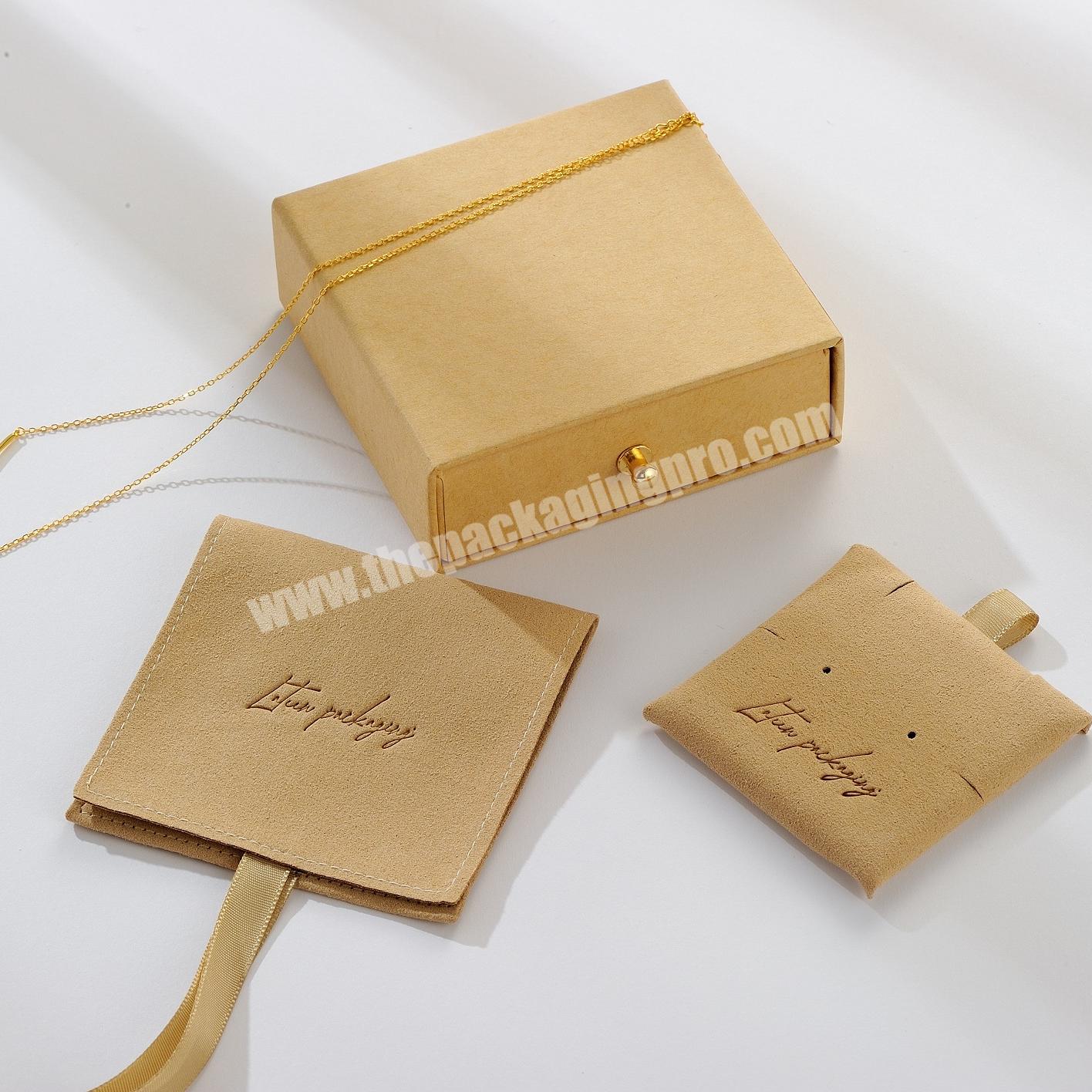 Wholesales Eco Friendly Brown Kraft Paper Gift Sliding Jewelry Box Bracelet Packaging Box with pouch insert