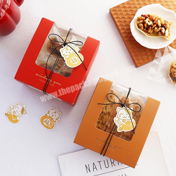 Xmas Present Christmas Window Paper Cake Boxes Boite Patisseries Bakery Cookie Pastry Paper Gift Box