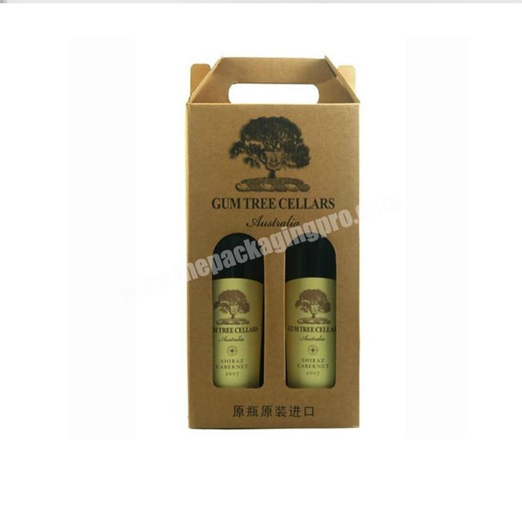 Yilucai custom brown kraft carton box 2 pack wine bottle carry
