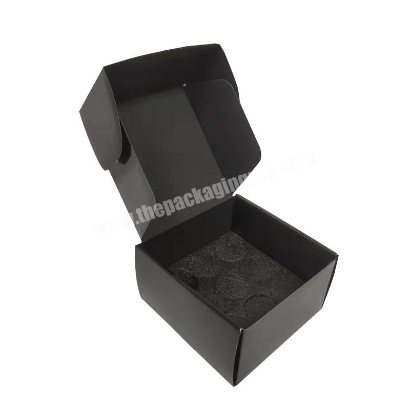 black custom curragated shipping box mailer boxes glossy bottle packaging with insert protection