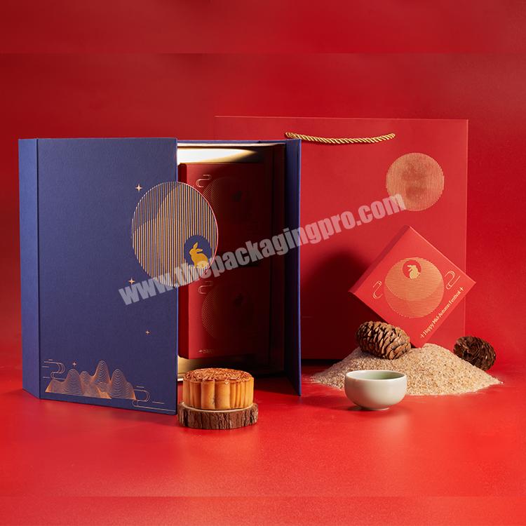 chinese cute creative luxury moon cake box  gift  packaging storage boxes with grid packaging gift box for moon cake