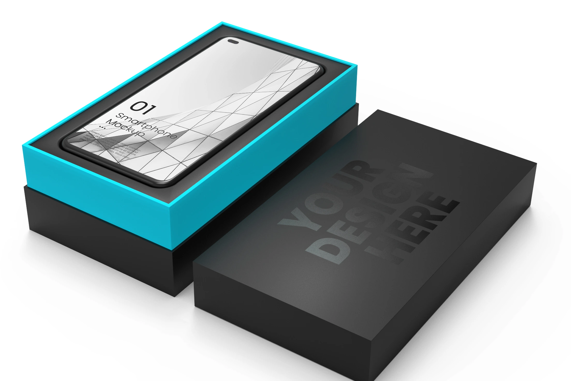 csutom realistic smartphone with box mockup
