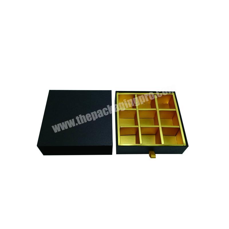custom designcandy rigid packaging paper truffles chocolate box with gold paper dividers