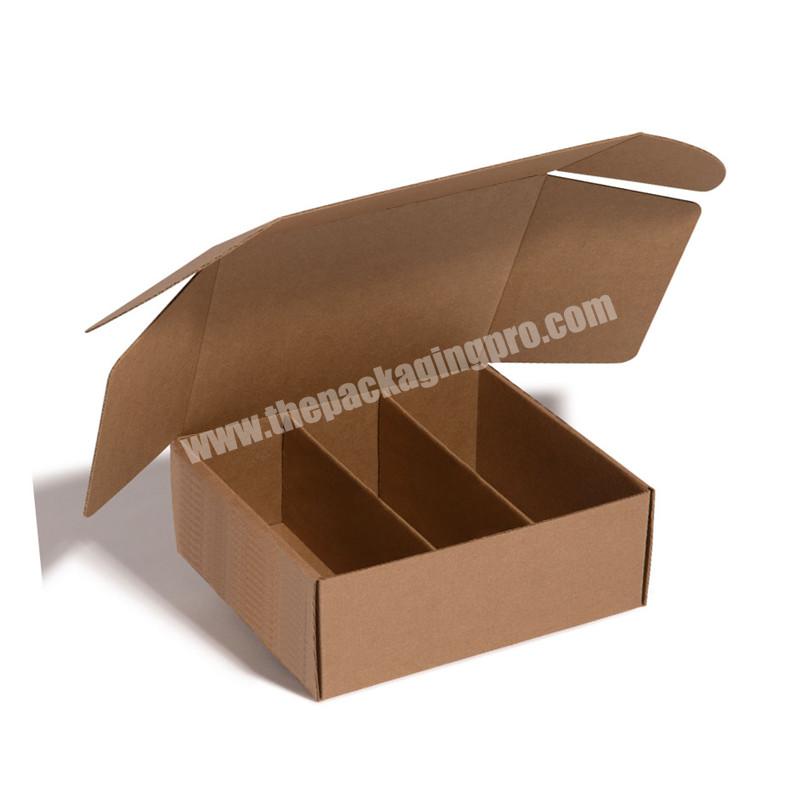 custom logo brown environmental friendly box with compartments cardboard kraft boxes packaging with dividers
