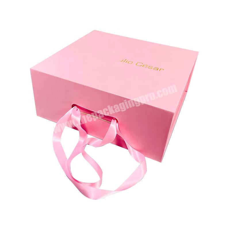 custom logo pink luxury magnetic corrugated cardboard mailer shoe paper boxes packaging with handle