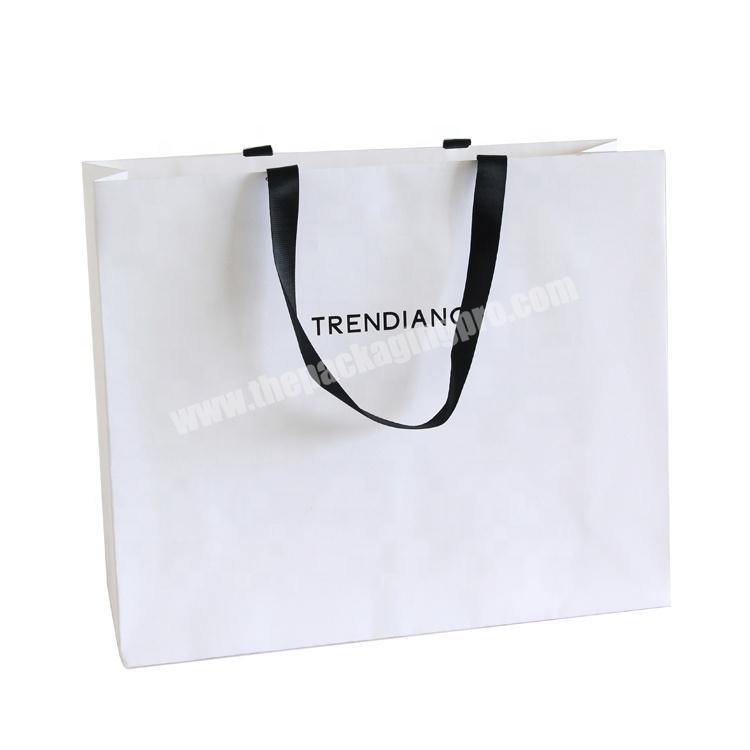 custom logo printed luxury merchandise tote clothes white cardboard clothing shopping paper bag