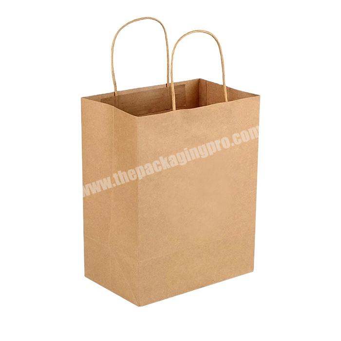 custom logo sturdy recycled brown Kraft paper hand bag with handle
