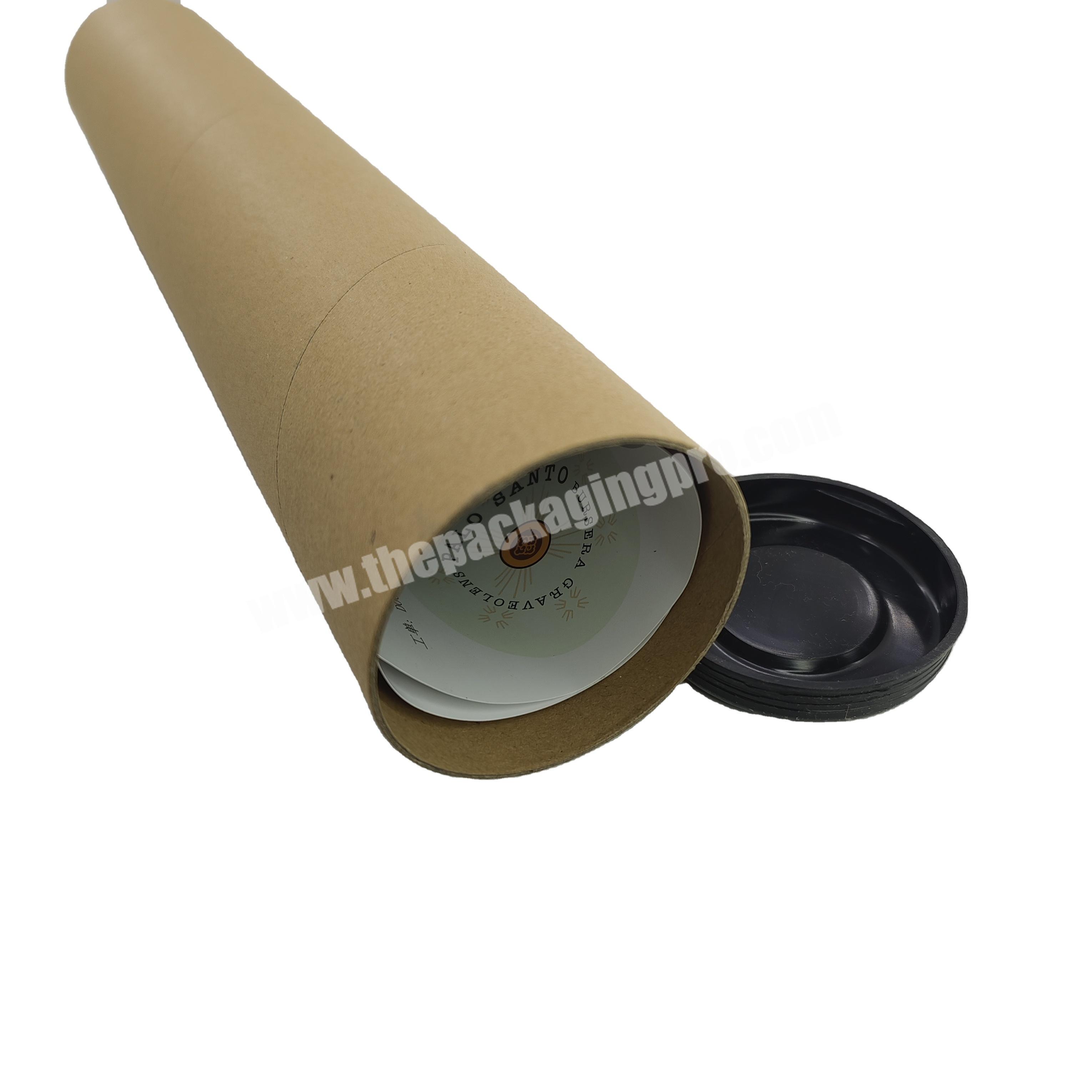 custom mailing cardboard cylinder tube kraft paper tube packaging for poster with plastic lids