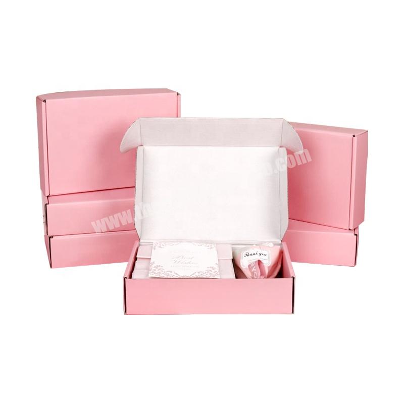 custom pinkrecycle paper cardboard folding cosmetic gift packaging corrugated shipping mailer box with logo