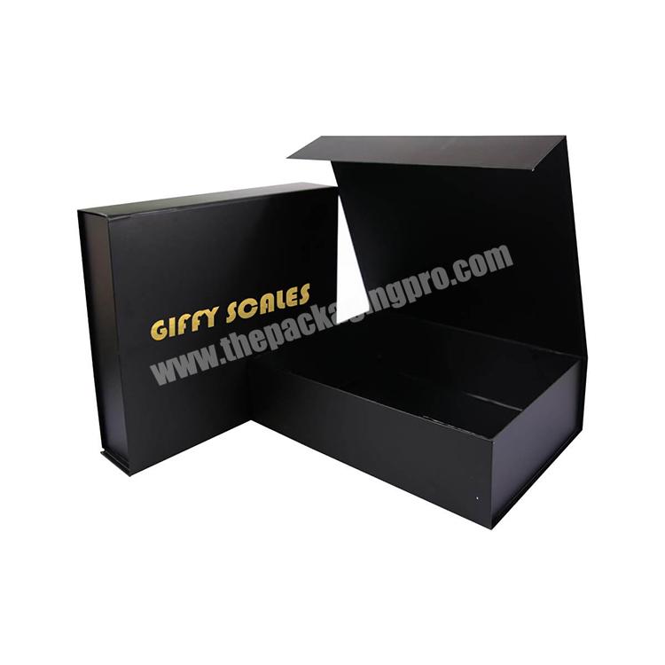 custom wholesale black rigid closure magnetic gift box packaging