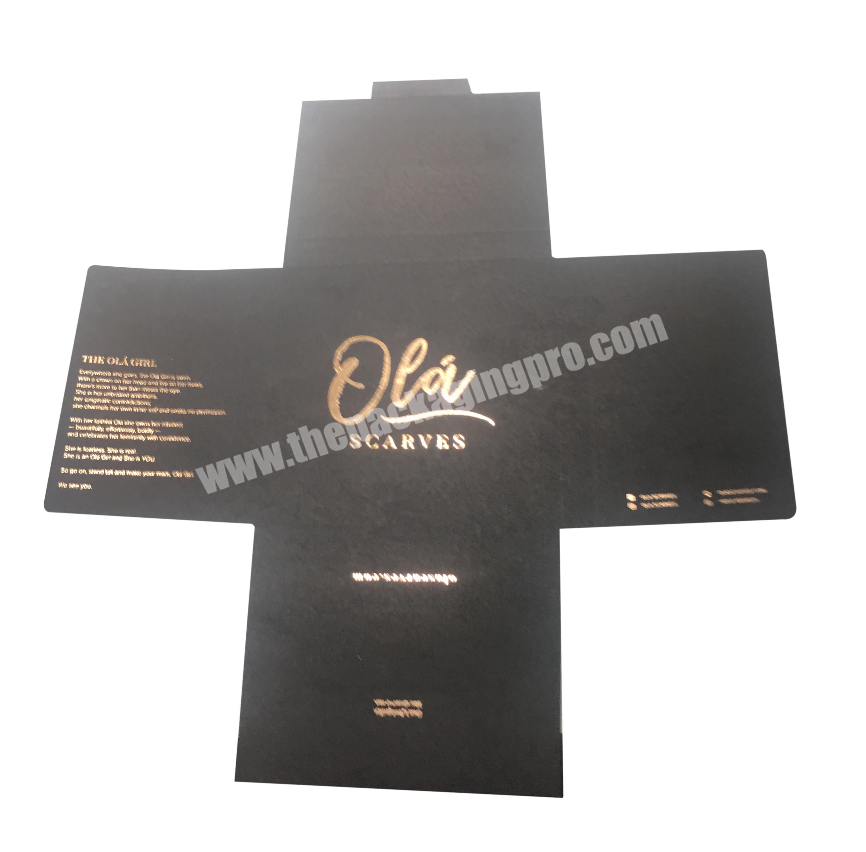 customized  black foldable envelope boxes scarves packaging box