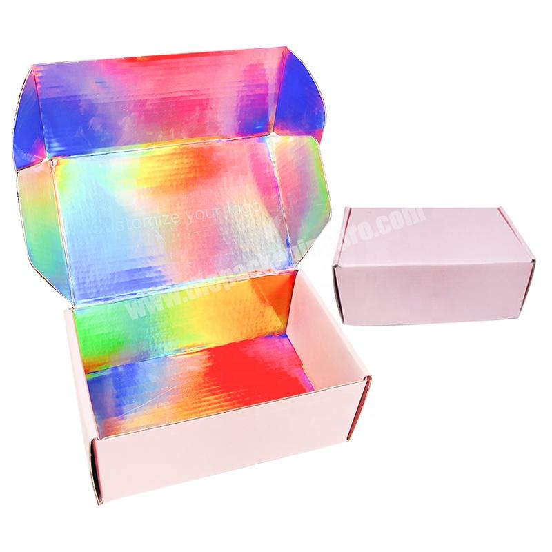customized biodegradable light pink corrugated cardboard shipping boxes custom luxury holographic jewelry mailer box