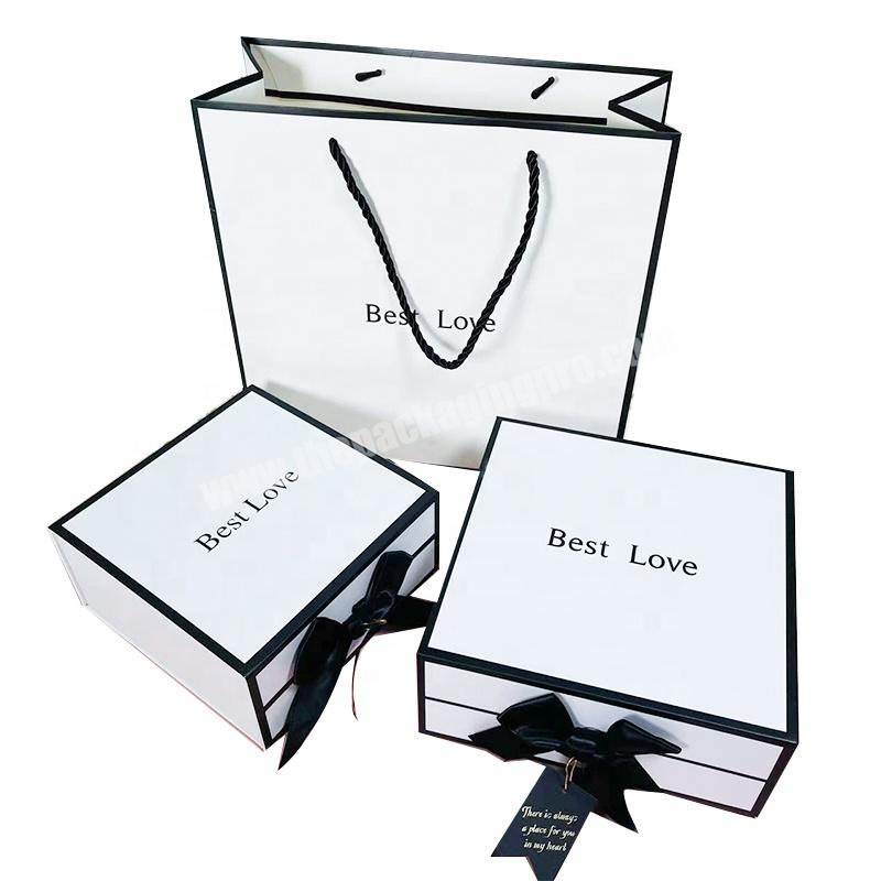 customized ecofriendly white a4 cardboard paper jewelry packaging box and bag set for gifts wedding ring