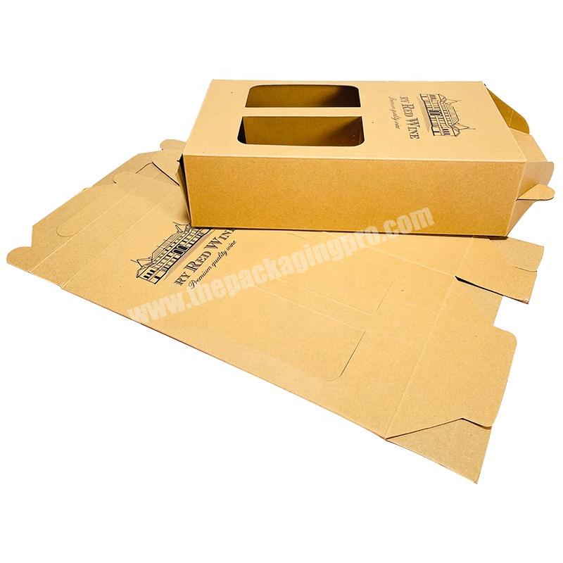 eco-friendly custom kraft luxury cardboard folding wine bottle gift corrugated box wholesale