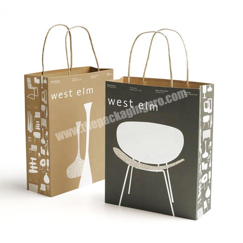 free sample wholesale customized print logo luxury brown kraft foldable shopping paper bag with handle