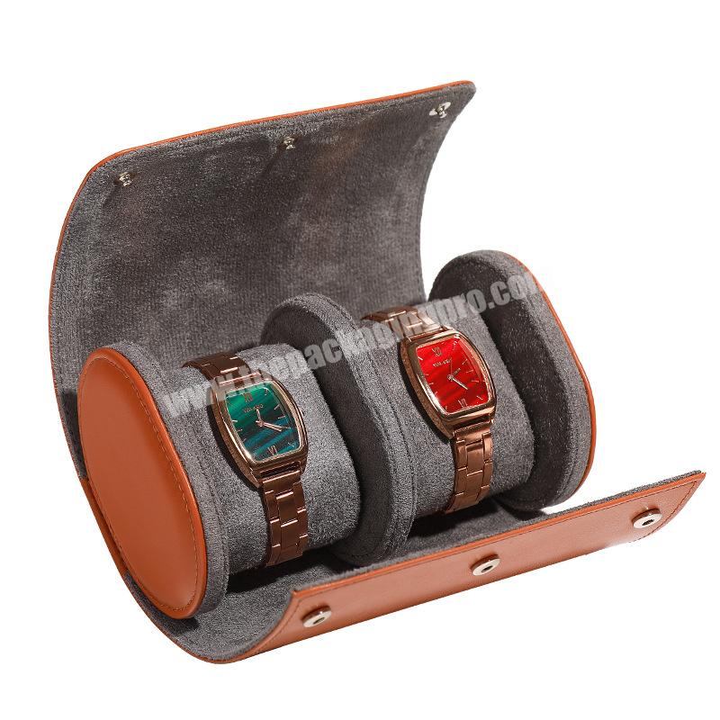 high quality Custom logo leather timepieces storage  travel man cylinder watch box  & cases roll
