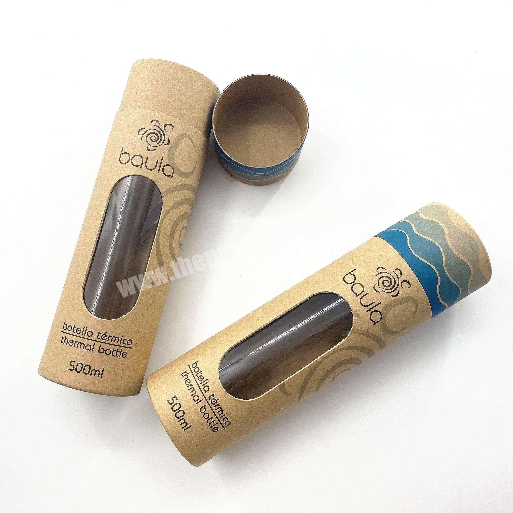 luxury paper tube packaging water bottle gift packaging for bottle with window