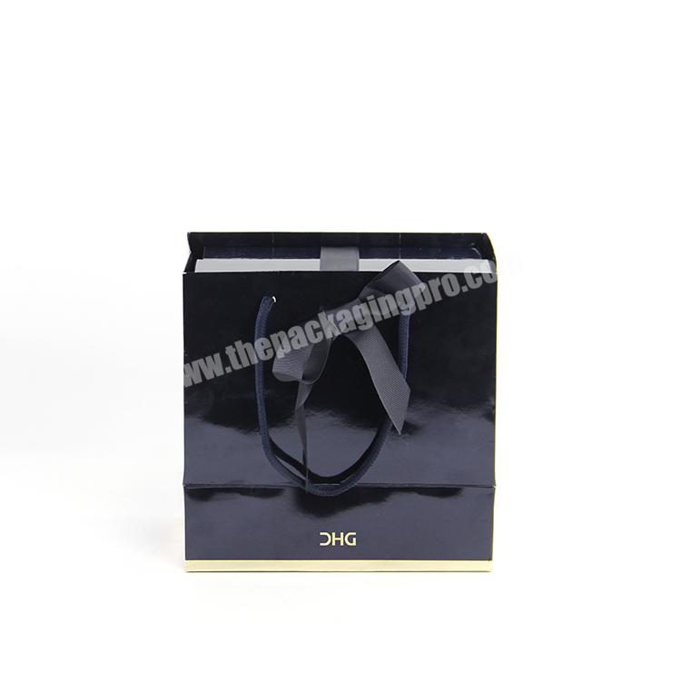 luxury small custom printed paper gift bag with ribbon
