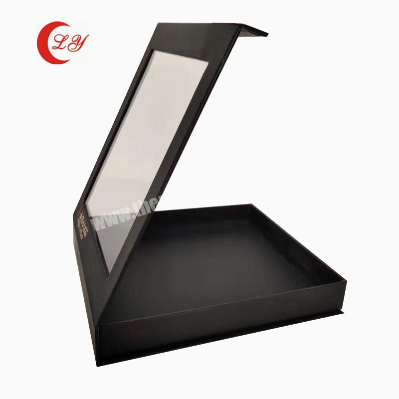 matt black custom magnetic closure paper Luxurious jewelry gift box packaging with PVC window