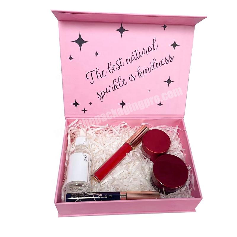 pink flat folding cosmetics lip gloss set small magnetic cardboard paper gift perfume packaching boxes