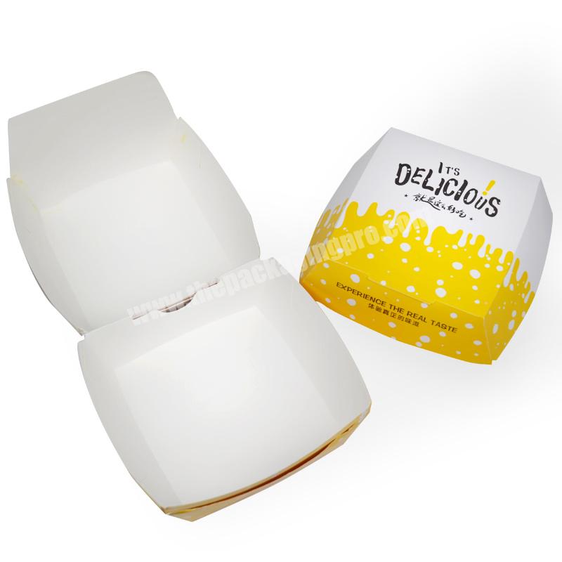 top-ranking cheap price self-fold white color customized logo burger  paper box