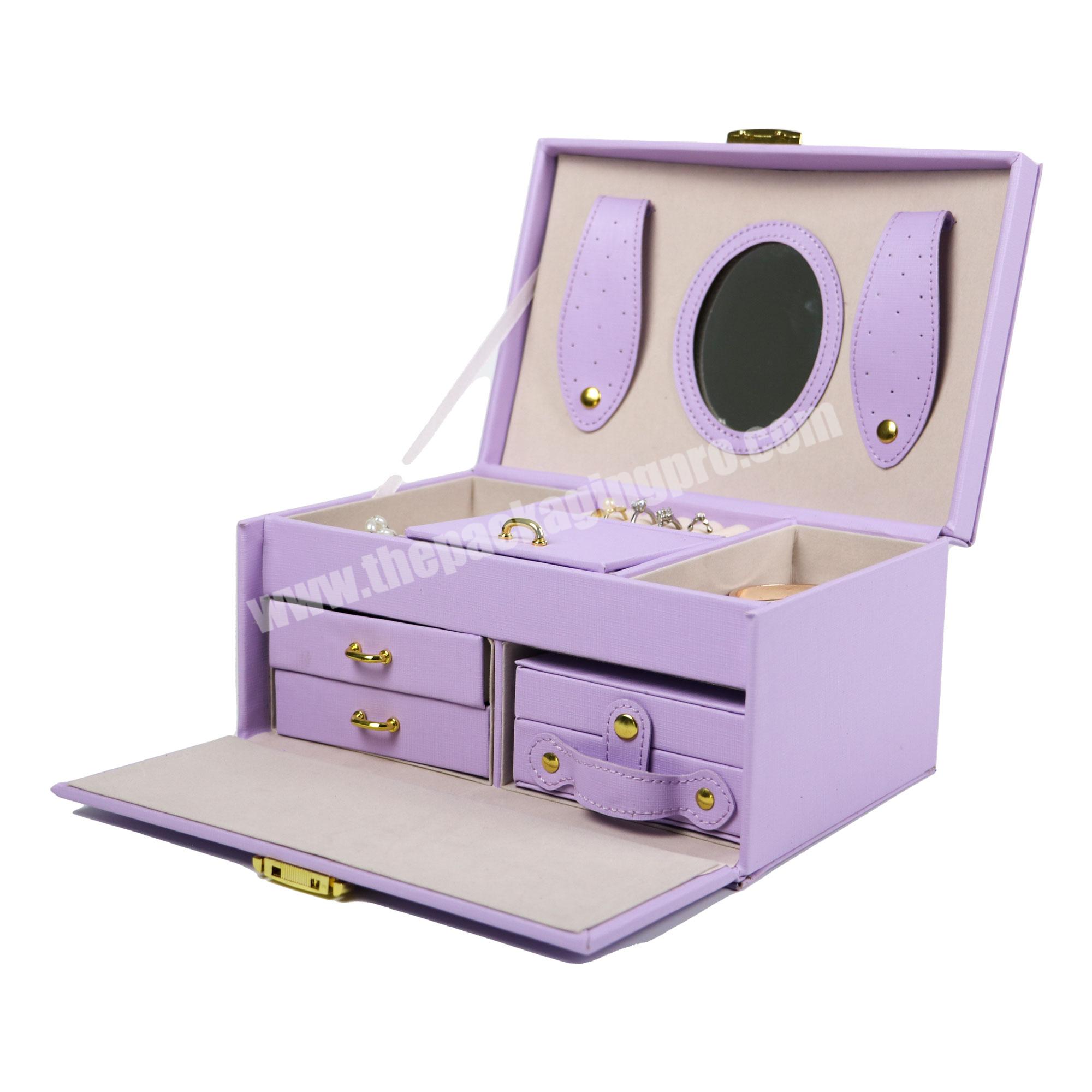 velvet purple jewelry box large jewelry box  PU Leather Velvet Jewelry Organizer