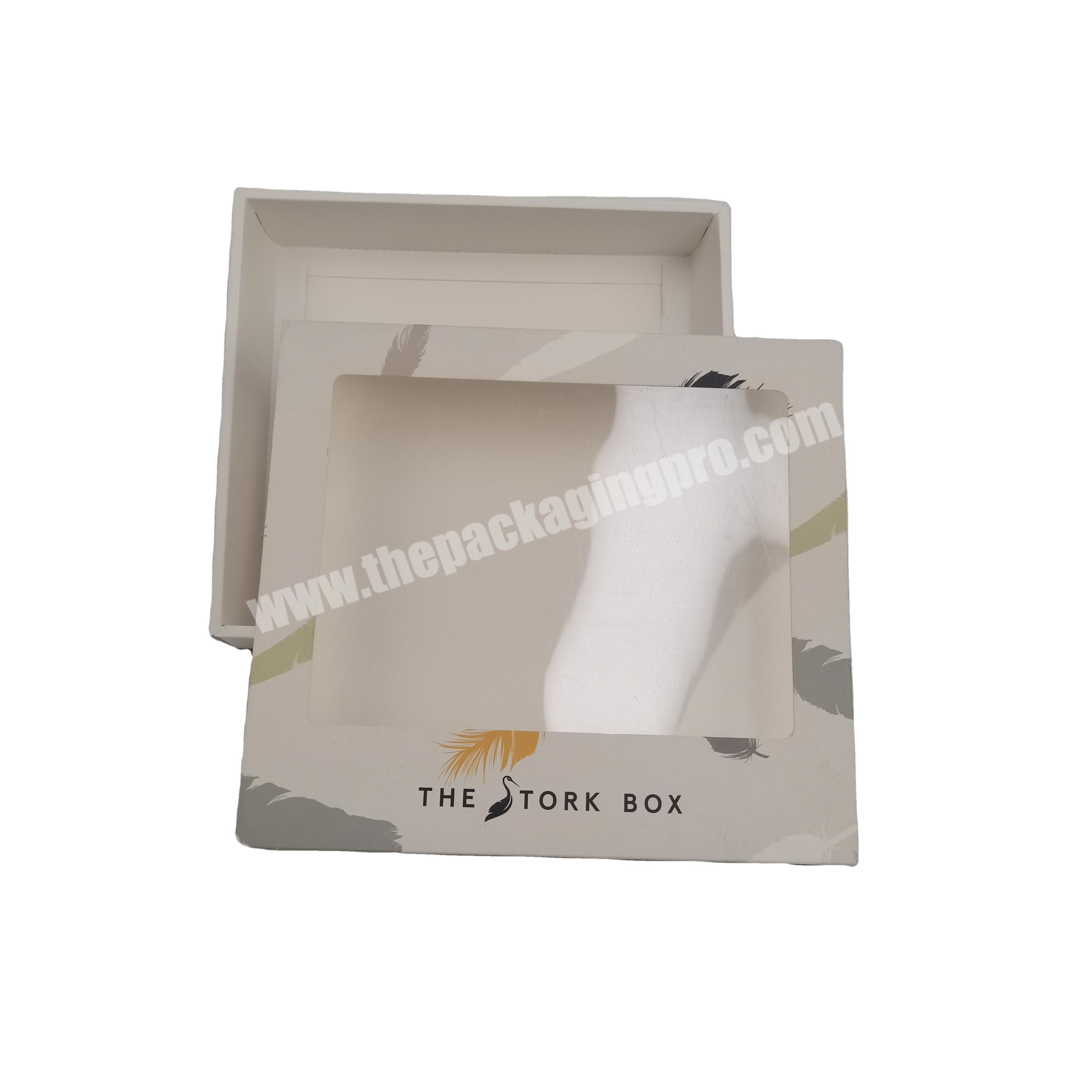 wholesale customized logo scarves  rigid cardboard paper box with clear window