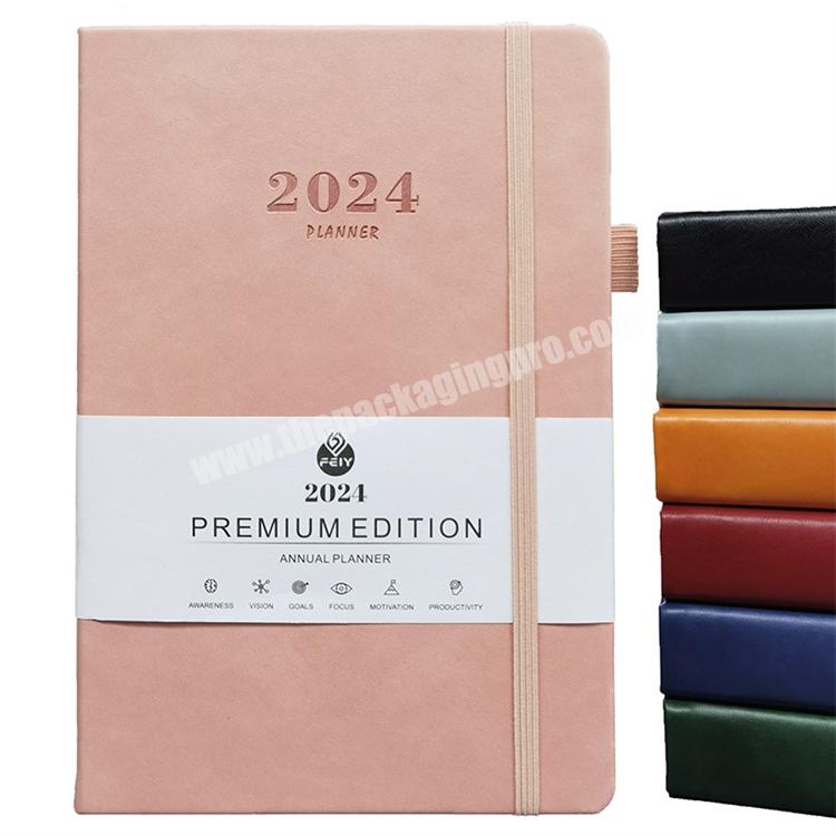 2024 PU Leather Hardcover Budget Planner a5 School Office Stationery 365 Daily Agenda Notebook