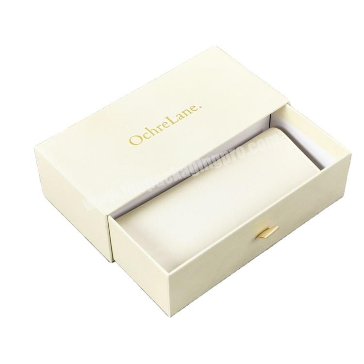 Beige Slide Out Customized Golden Logo Rigid Paper Sunglasses Gift Packaging Boxes Drawer Box
