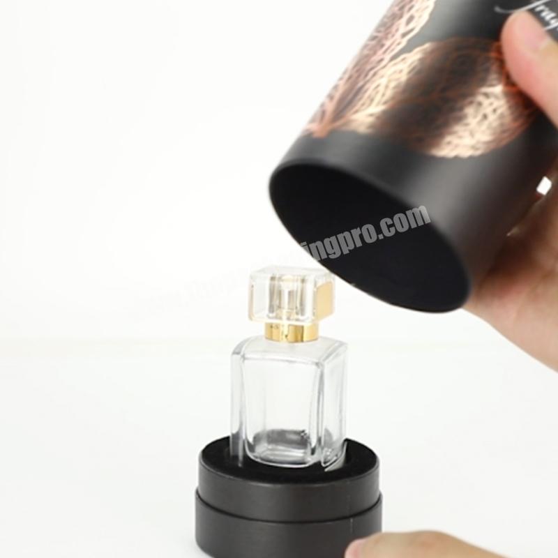 Black Empty Cosmetic Containers Caja Embalaje Cylindrical Fragrance Perfume Spray Bottle Paper Packaging Box For Oil Perfumes