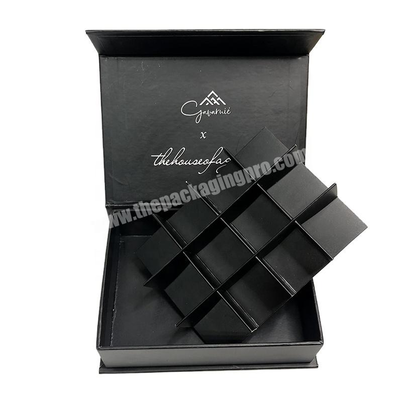 Black Luxury Empty Tea Chocolate Truffle Magnetic Gift Boxes Covered Strawberry Packaging Box