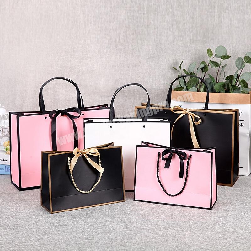 China Supplier Logo Printed Colorful Kraft Paper Luxury Shopping Bags With Handle