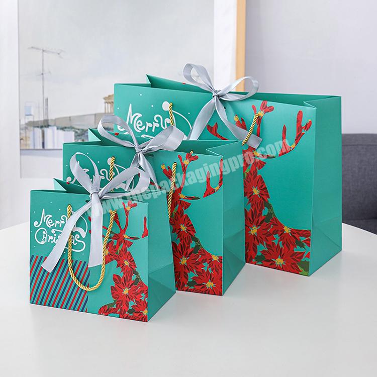Christmas gift bag paper bag with ribbon handle paper bag manufacturers
