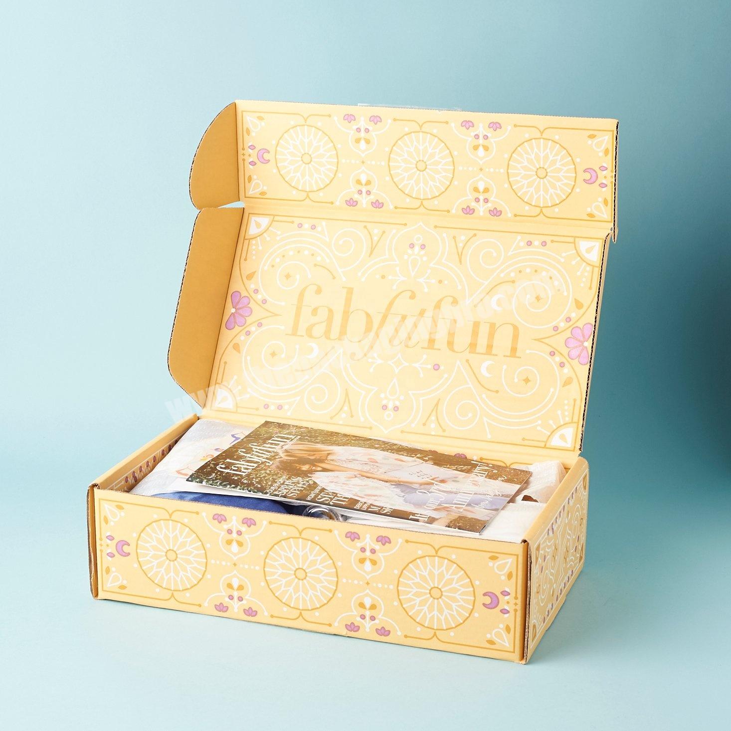 Cosmetic Corrugated Paper Shipping Mailing Box Cajas De Carton Personalizada Yellow White Custom Mailer Box With Logo Print