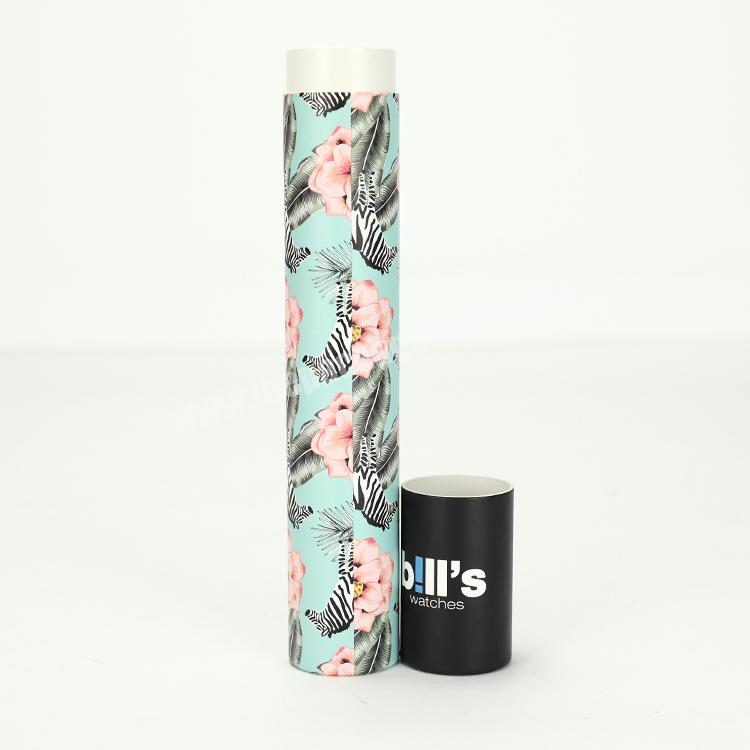 Custom Beautiful Round Gift Box OEM Printing Floral Zebra Cardboard Cylinder Tube Box for Cosmetic Bottles