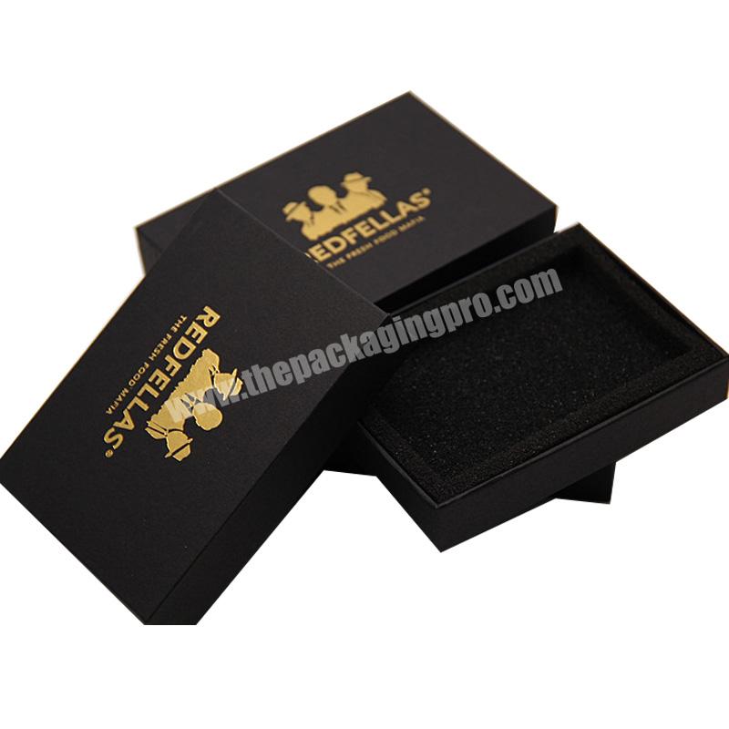 Custom Beauty Black Kraft Packaging Small Gift Cardboard Business Card Boxes Favor Gold Foil Logo