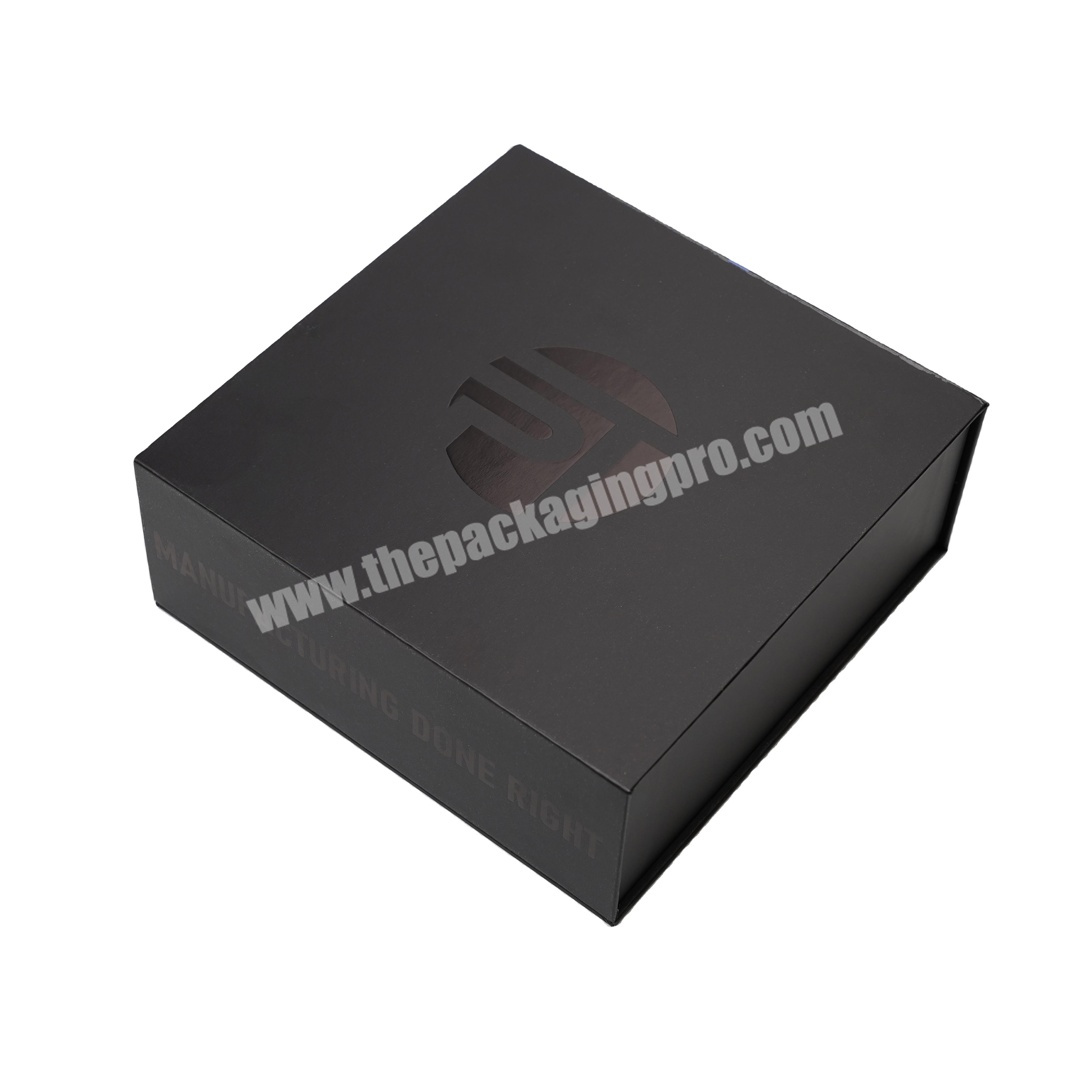 Custom Branding Matte Black Magnetic Closure Paper Gift Box For Garments Rectangular Folding Clothing Packaging