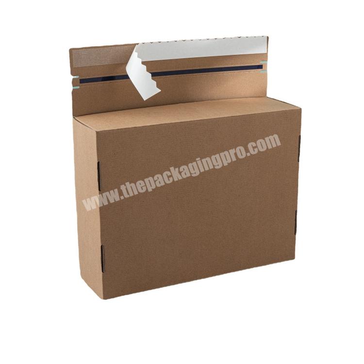 Custom Brown Self Seal Adhesive Packaging Boxes Tear Strip Zipper Corrugated Packaging Shipping Mailer Box with Logo