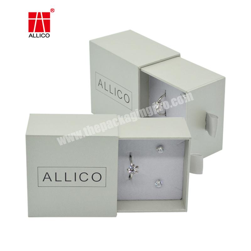 Custom Cardboard Luxury Jewelry Box Drawer Cardboard Packaging Box For Wedding Rings With Your Own Logo