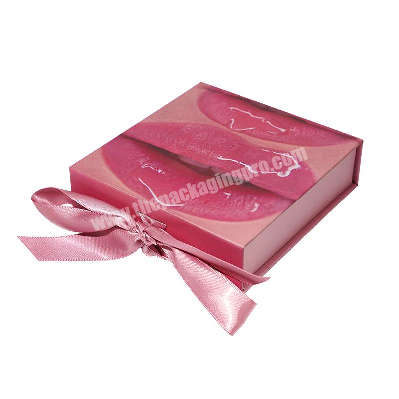 Custom Design LOGO SIZE  Color Cardboard  Luxury  ribbon Gift  gloss Cosmetic Magnetic Packaging  Box with EVA Insert