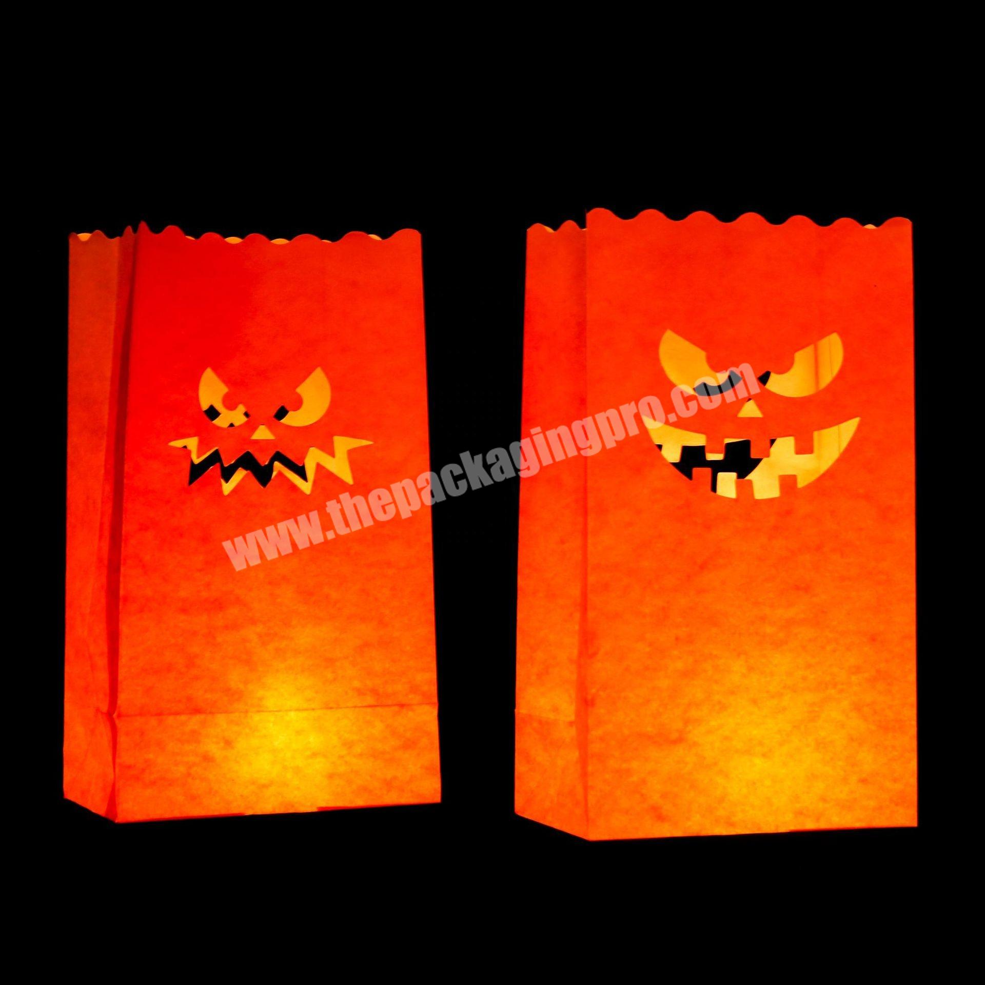 Custom Fancy Fire-Retardant Material Paper Candle Bag For Holiday Decoration Lantern White Luminary Bag