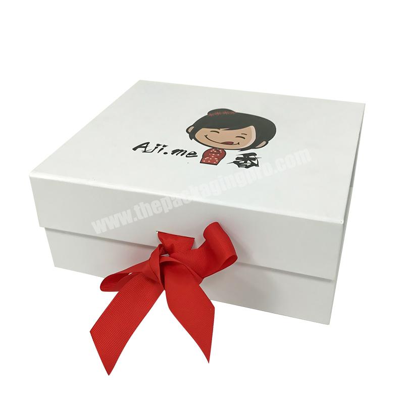 Custom Logo Empty Mother Magnetic Folding Paper Packaging Gift Boxes With Ribbon Closure