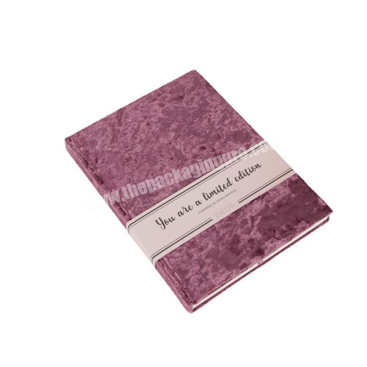 Custom Logo Fabric Velvet Hardcover Office School Stationery Note Book Writing Journal Notebooks