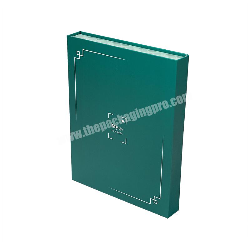 Custom Logo Foldable Magnetic Premium Luxury Recyclable Rigid Cardboard Packaging Jewelry Box Flip Top Gift Boxes Green