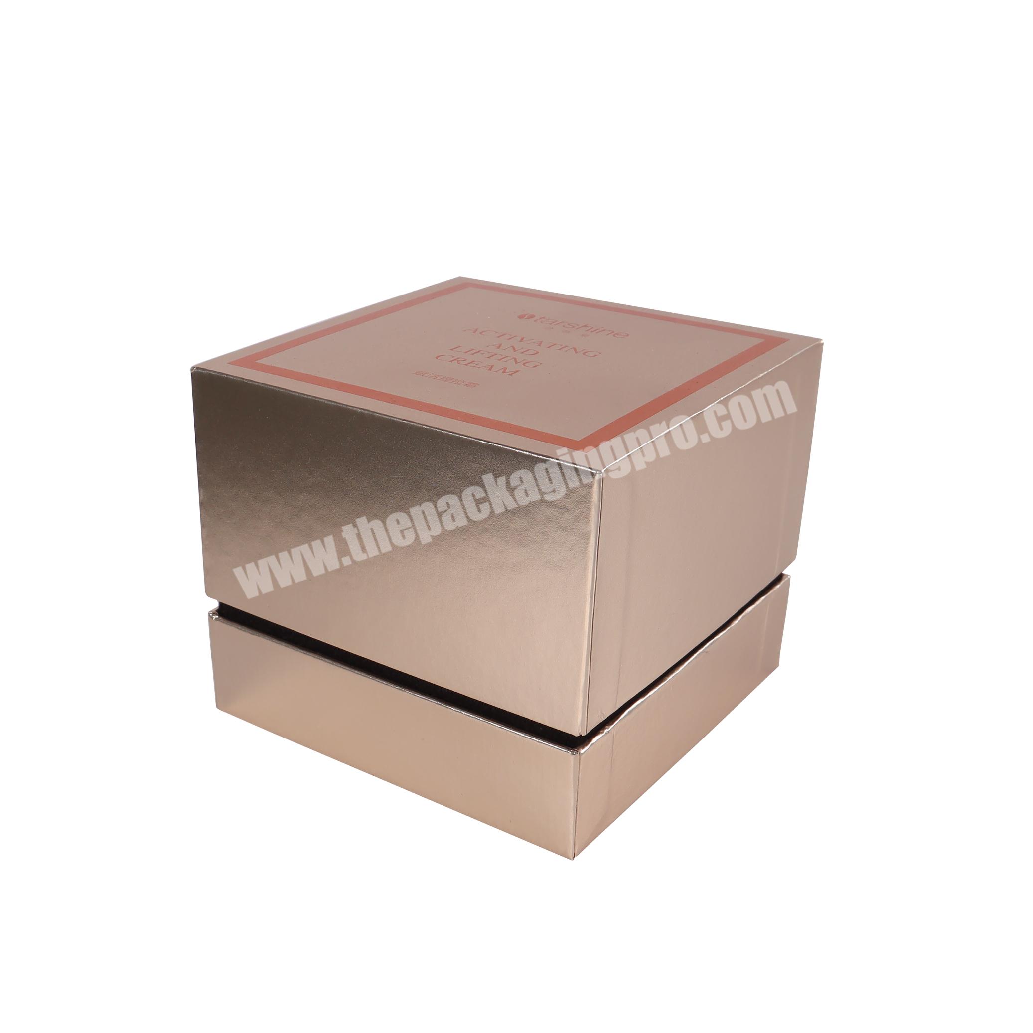 Custom Logo Gold Foil Hot Stamping Paper Cardboard Matte Printed 2 Piece Square Candle Gift Box Packaging Luxury Gift Box