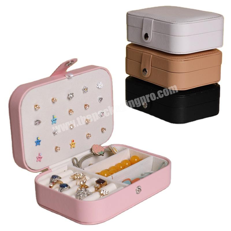 Custom Logo Leather Small Travel Linen Jewelry  Luxury Vintage Ring Organizer Boot Box
