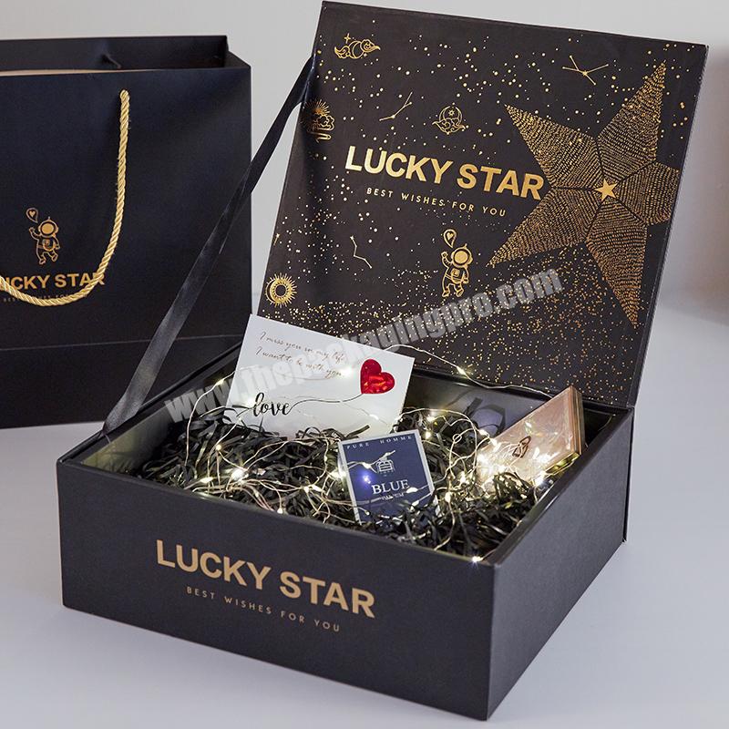 Custom Logo Luxury Black Folding Book Flap Carton Packaging Flip Folding Cardboard Box Magnetic Gift Box