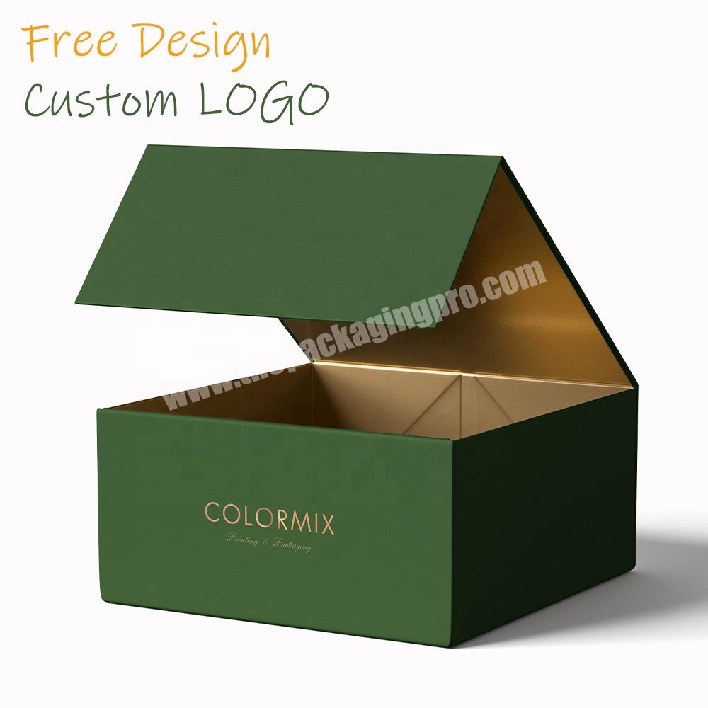 Custom Logo Luxury Caja De Carton Eco Paper Box Packaging Luxury Magnetic Foldable Ribbon Clothes Paper Gift Box Packaging Box
