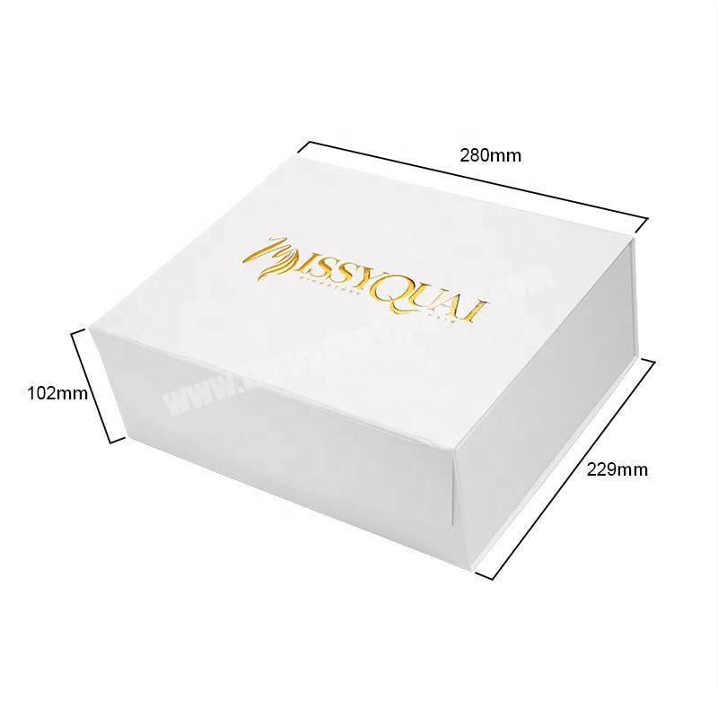 Custom Logo Luxury Gold Foil Stamping Magnetic Closure Folding  Gift T-shirt Shoe White Packaging Box