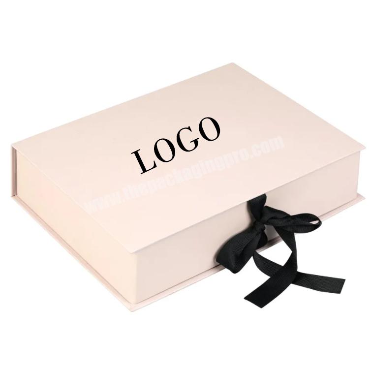 Custom Logo Luxury Paper  Hair Shoe Folding Magnetic Garment Apparel Clothing Packaging Gift Box With Ribbon